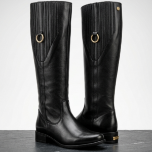 Bota Cano longo Preto Couro